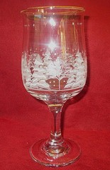 Eight Arby’s Winter Trees Tulip Wine Glasses, Pines by Lynn’s China, Libbey 12oz