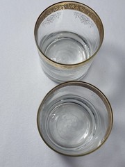 Vintage Italian Cellini C9N1 Crystal Whiskey Glasses Gold Encrusted Rim Set of 2