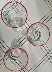 MCM LIBBEY 3 PILSNER BEER GLASSES COUNTRY LANE FARM BAR FOOTED SET MCM 50-60’S
