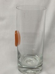 VIOL GLAS GERMANY ORANGE SLICE ON CLEAR GLASS TUMBLER 12 OZ CAPACITY 6″ TALL