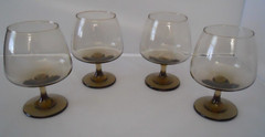 4 Tawny Accent by Libbey Glass Company Footed Wine Brown Smoke