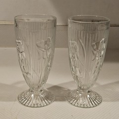 Jeanette Glass Iris And Herringbone Ice Tea Footed Tumbler
