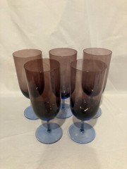 Festival Amethyst Blue by Block Crystal – RARE – Five Vintage Iced Tea Glasses
