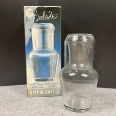 Vintage Luminarc Bedside Drink Set Carafe Tumbler Clear Glass Tumble Up France