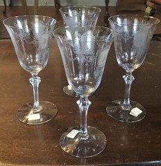 Heisey Renaissance Etched Glasses on the Old Glory Blank ALL 4 GLASSES for $45