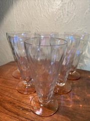 Fostoria Amber Iridized Loop Optic Ice Tea Glasses Set Of 6,1926-1940