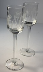 Set Of 2 Tuscany Tulip Etched Wine Glasses