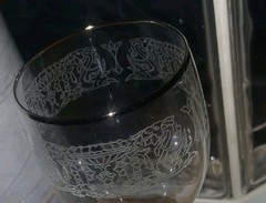 2) CHANTILLY Goblets American Manor Platinum Rims URN Etched 7.8″ RARE EXC