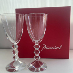 Baccarat Vega Fortissimo Crystal Wine Glass Set of 2 Clear with Box France