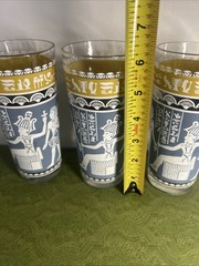 Vintage MCM Set Of 4 Hazel Atlas Egyptian Revival cocktail glasses RARE COLORS