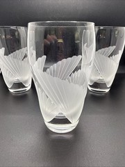 LENOX FAN LIGHT HIGHBALL GLASS, Cut & Frosted Lead Crystal 5 1/8″ Set Of 3
