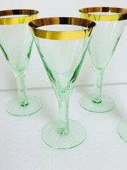 (4) STEPHEN SMYERS 7.25″ Gold Gilt Glasses Neapolitan Wine Cocktail Dessert