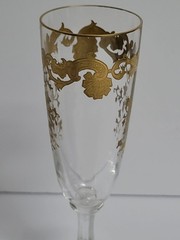 Antique St Louis Crystal Gold Encrusted Gilt Decorated Massenet Toasting Flute