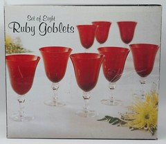 Home Essentials & Beyond Ruby Red 14 oz Goblets, Set of 8 Glass Wine Goblets