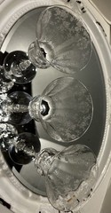 Cambridge Rose Point 8 3/8″ Water Goblet #3500 Set Of 3 Excellent