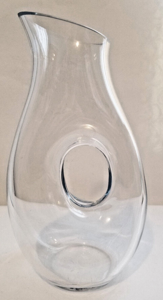 Clear Pierced Glass Decanter Carafe Pitcher 11-1/2″ Tall Wine Beverages