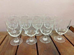 Vintage Elegant Crystal Glass Etched Wheat Pattern Iced Tea Glass Set of 8
