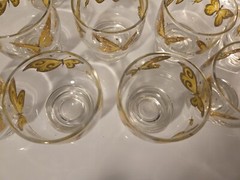 Culver Mid-century Modern Punch Bowl 22k Gold Butterflies With 11 Glasses RARE