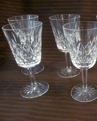 Set of 4~Waterford Crystal LISMORE Water Wine Goblets 6 7/8″ Glasses Perfect!