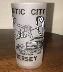 Vintage Hazel Atlas NEW JERSEY ATLANTIC CITYFrosted State Souvenir Glass Tumbler