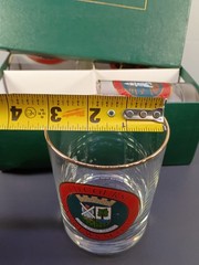 Richard Bishop golf-themed whiskey rocks glass set featuring Scottish courses…