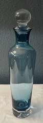 Vtg Block Festival Teal Decanter, Stopper & 6 Shot Glasses 7-Pc Set Vodka Liquor
