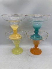 (4) West Virginia BLENDO Pastel Frosted Ombre Margarita Dessert Cocktail Glasses
