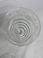 Vintage 8 pc Etched Block Cut Stemware Port Sherry Glasses 6-11/16” Tall