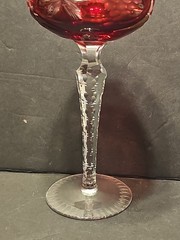 Lausitzer LA15 Ruby Red Hock Wine Glass Cut Foot 8″ Germany