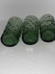 Vintage Tumblers Anchor Hocking Avocado Green Tahiti 1970s Drinking Glasses 9oz.