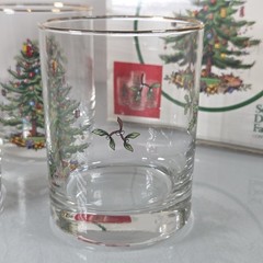 Set Of 4 Spode Christmas Tree Double Old Fashioned Glasses With Box