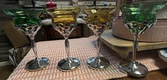 Art Deco Farberware Morgantown Chrome Wine Cordial Cocktail Glasses – Set of 4