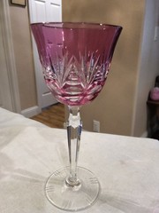 SAINT LOUIS CHANTILLY AMETHYST CUT TO CLEAR CRYSTAL WINE HOCK ELEGANT CLASSIC A1