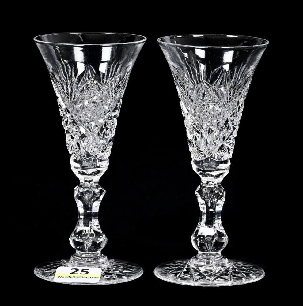 ELMIRA #17 AMERICAN BRILLIANT CUT GLASS SHERRY GLASSES (8) C.1903-1905