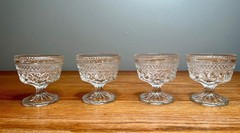 Set of 4 Vintage Pressed Glass Wexford Pattern Champagne coupe/ Sherbet by Anch