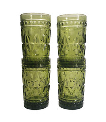 Vintage Indiana Colony Park Lane Juice Cups Avocado Green 4″ Glasses Set of 4