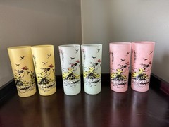 MCM Libbey Southern Belle Pastel Frosted Tumblers Tom Collins Drink Glasses 6