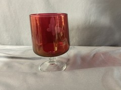 Vintage Bohemian Ruby Red Flash Etched Butterfly xlarge Goblet