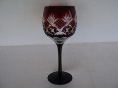 Handmade Bohemian Style Hand Cut To Clear Crystal Wine Glass 12oz Ruby Red