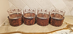 VTG RARE Libbey BAMCO MCM Western Old Fashioned Glasses w/Leather Holder