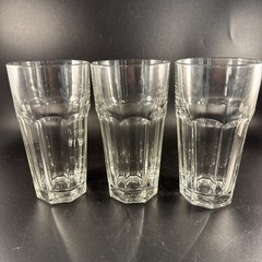 Set Of 3 Libbey 20 Oz 9 Panel Iced Tea Glass Cooler Gibraltar Clear Pattern 7”