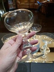 (3) Tall Champagne Sherbet Glasses, Crystal Bryce Puritan stem 894 flute panel