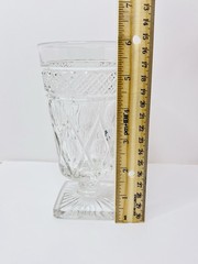 Indiana Glass Vintage Goblet Square Base Diamond Point Pedestal 6” Clear