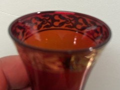 Set Of Four Vintage Bohemian Czech Jewel Tone Cordial Or Shot 2 Fl Oz Glasses
