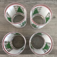 Waechtersbach Lowball Glasses Christmas Tree in Window Set of 4 Old Fashioned 4”
