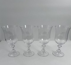 4 MIKASA CRYSTAL FRENCH COUNTRYSIDE 7 7/8″ ICED TEA / WATER GLASS GOBLETS – EUC