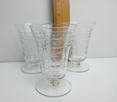 Vintage Etched Floral Footed Cordial Liqueur (3 pc.set) Glasses 3 oz.