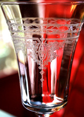 Vtg DECO Set 2 Morgantown CORINTH Water Goblets OPTIC ETCH 767 Stem 7654 c1931