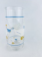 Vintage Anchor Hocking White Country Goose Geese Blue Bow Replacement Glass Cup