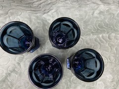 Set Of 4 Vintage Fostoria Virginia Dark Blue Iced Tea Goblets Great Condition